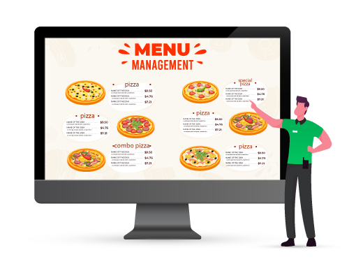 Menu management for pizza POS